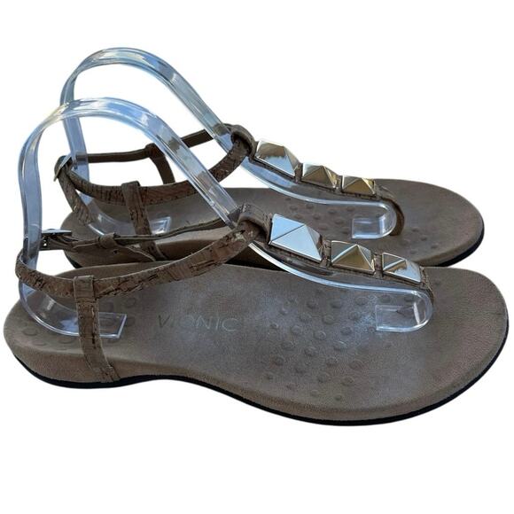 Vionic Rest Nala Sandals Womens Size 9 Tan Gold Casual Classic T Strap Cork - Picture 2 of 7